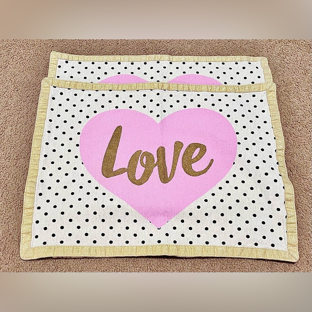 Target Heart Love Polka Dot Valentine’s Day Cloth Placemats Set of 2